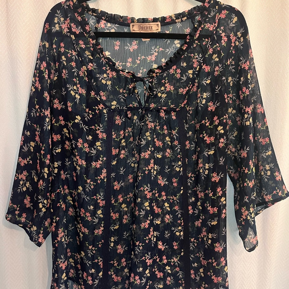 Decree Navy Floral Blouse